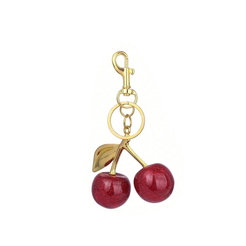 Cherry Blossom Charm Keychain Cute Fruit Bag Charm & Car Key Accessory