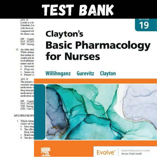 Latest 2023 Claytons Basic Pharmacology for Nurses 19th Edition Michelle Willihnganz Test bank  All Chapters (1).PNG
