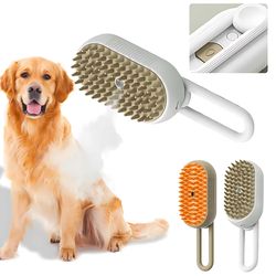 Steamy Dog Brush Electric Spray Cat Hair Brush 3 in1 Dog Steamer Brush for Massage Pet Grooming Removing Tangled and Loo