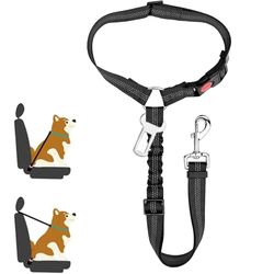 2-in-1 Dog Car Seatbelt Headrest Restraint Adjustable Reflective Pet Safety Seat Belt