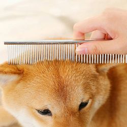 Pet Dematting Comb Stainless Steel Pet Grooming Comb Removes Loose Undercoat Flea Comb