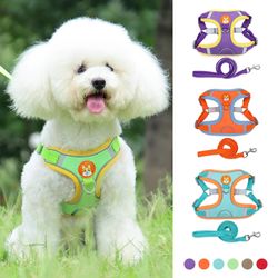 No Pull Pet Dog Harness and Leash Set Adjustable Puppy Cat Harness Vest Reflective Walking Lead Leash