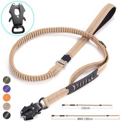 Heavy Duty Tactical Bungee Dog Leash No Pull Dog Leash Reflective Shock Absorbing Pet Leashes with Car Seatbelt