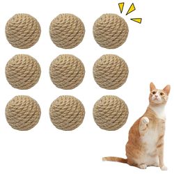 5PCS Cats Sounding Ball Interactive Handmade Sisal Cat Scratching Ball Make Sounds Cat Toy