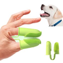Dog Soft Double Finger Toothbrush Pet Teeth Cleaning Brushes Dogs Bad Breath Care Tpr Toothbrush Accessories
