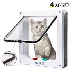 Cat Flap Door with 4 Way Security Lock Controllable Switch Transparent ABS Plastic Gate