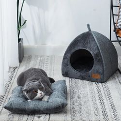 Soft Cat Bed Warm Semi-Enclosed Cat House Kennel for Small Dogs Cats Deep Sleep Pet Basket Cozy Kitten Lounger