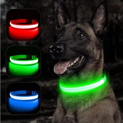 LED Glowing Dog Collar Adjustable Flashing Rechargea Luminous Collar Night Anti-Lost Dog Light Harness For Small Dog
