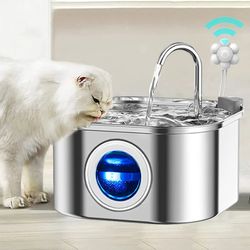 Transparent Window Cat Water Dispenser with sensor 3.2L/108oz Super Quiet Auto Filter Stainless Steel Water Fountain