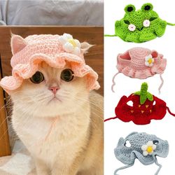 Autumn Winter Cat Hat Elastic Cute Refined Pet Hat Puppy Kittens Knitted Hat Party Photo Shoot Props Decoration