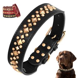 Cool Spiked Studded Leather Dog Collars Adjustable Pitbull Bulldog Big Dog Collar For Medium Large Dogs