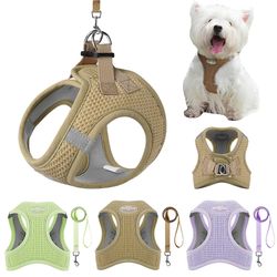 Puppy Cat Harness with Leash Breathable Waffle Pet Vest Clothes for Small Dogs