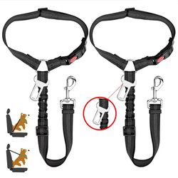 Reflective Pet Car Seat Belt Elastic Dog Safety Belt with Inserts Safe Rope Adjustable Short Leash