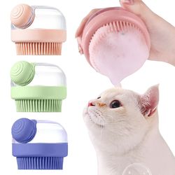 Dog Bath Brush Cat Comb Grooming Brush Pet Shower Brush Safety Silicone Comb With Shampoo Box