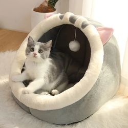 Pet Tent Cave Bed for Cats Small Dogs Self-Warming Cat Tent Bed