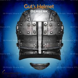 guts helmet cosplay berserk - stl file 3d print model