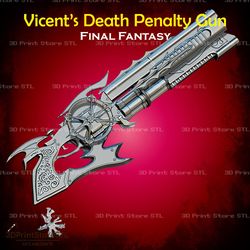 vincents death penalty gun cosplay final fantasy - stl file 3d print model