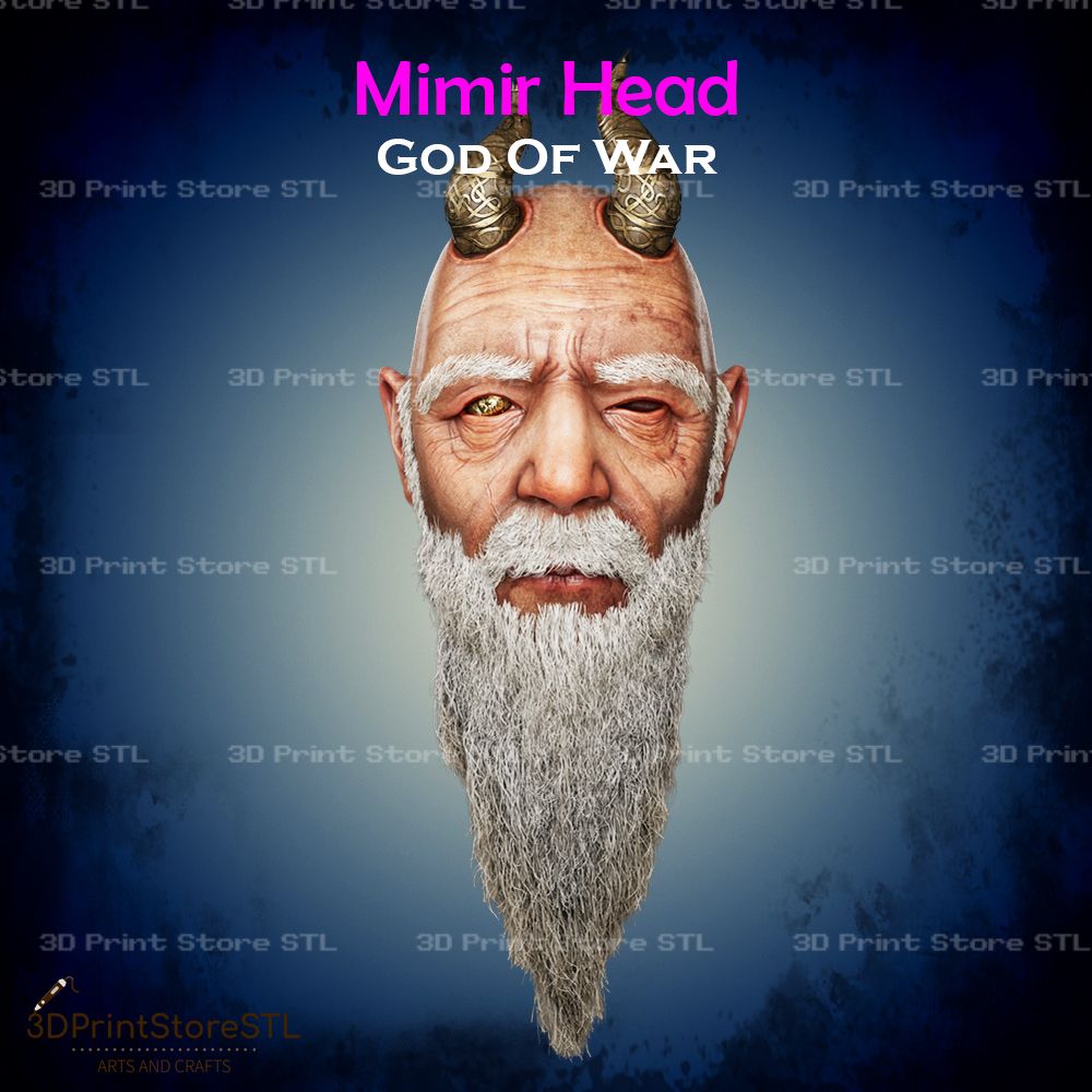 Mimir Head Cosplay God Of War STL File 3D Print Model 0