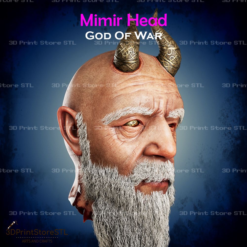 Mimir Head Cosplay God Of War STL File 3D Print Model 1
