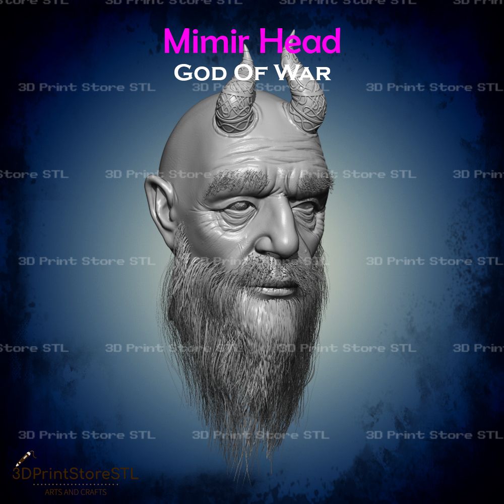 Mimir Head Cosplay God Of War STL File 3D Print Model 7