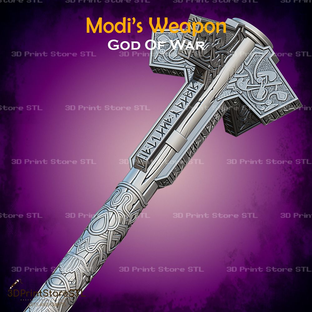 Modi Weapon Cosplay God Of War STL File 3D Print Model 1