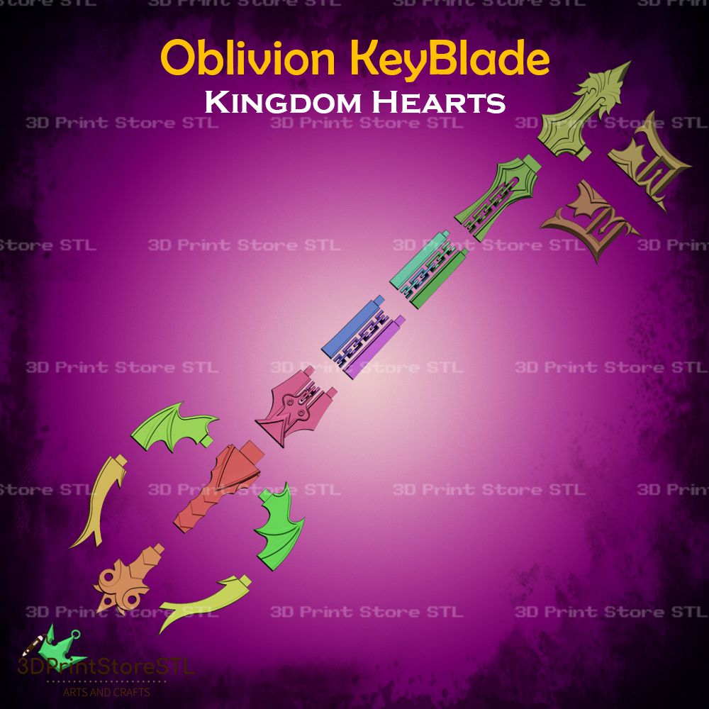 Oblivion KeyBlade Cosplay Kingdom Hearts STL File 3D Print Model 2