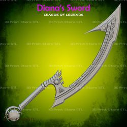 project diana sword cosplay league of legends - stl file 3d print model