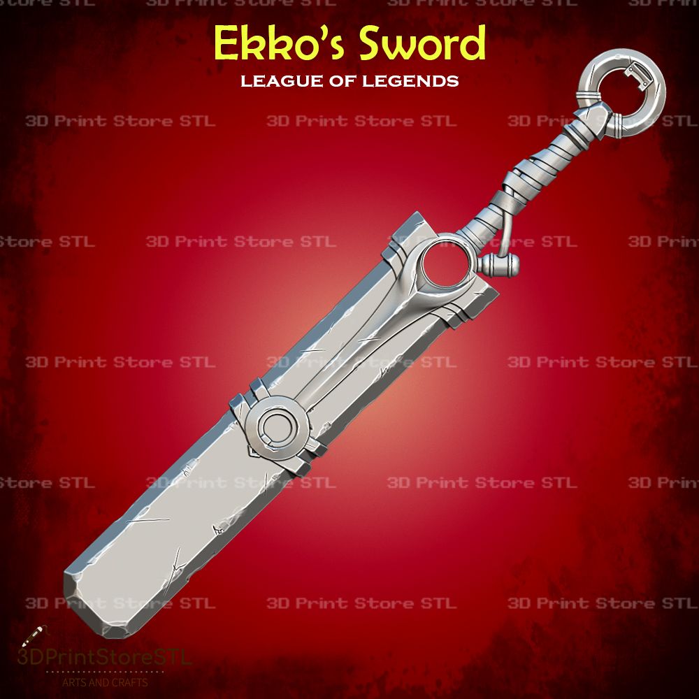 Ekko Sword Cosplay League Of Legends STL File 3D Print Model 1
