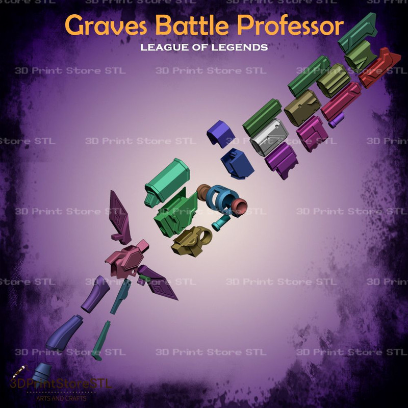 Graves Battle Professor Cosplay League Of Legends STL File 3D Print Model 8