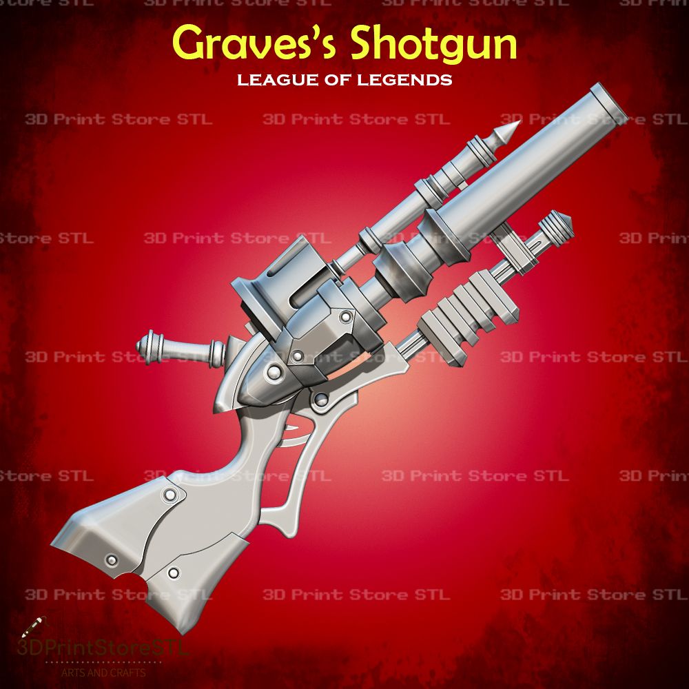 Graves Shotgun Cosplay League Of Legends STL File 3D Print Model 0