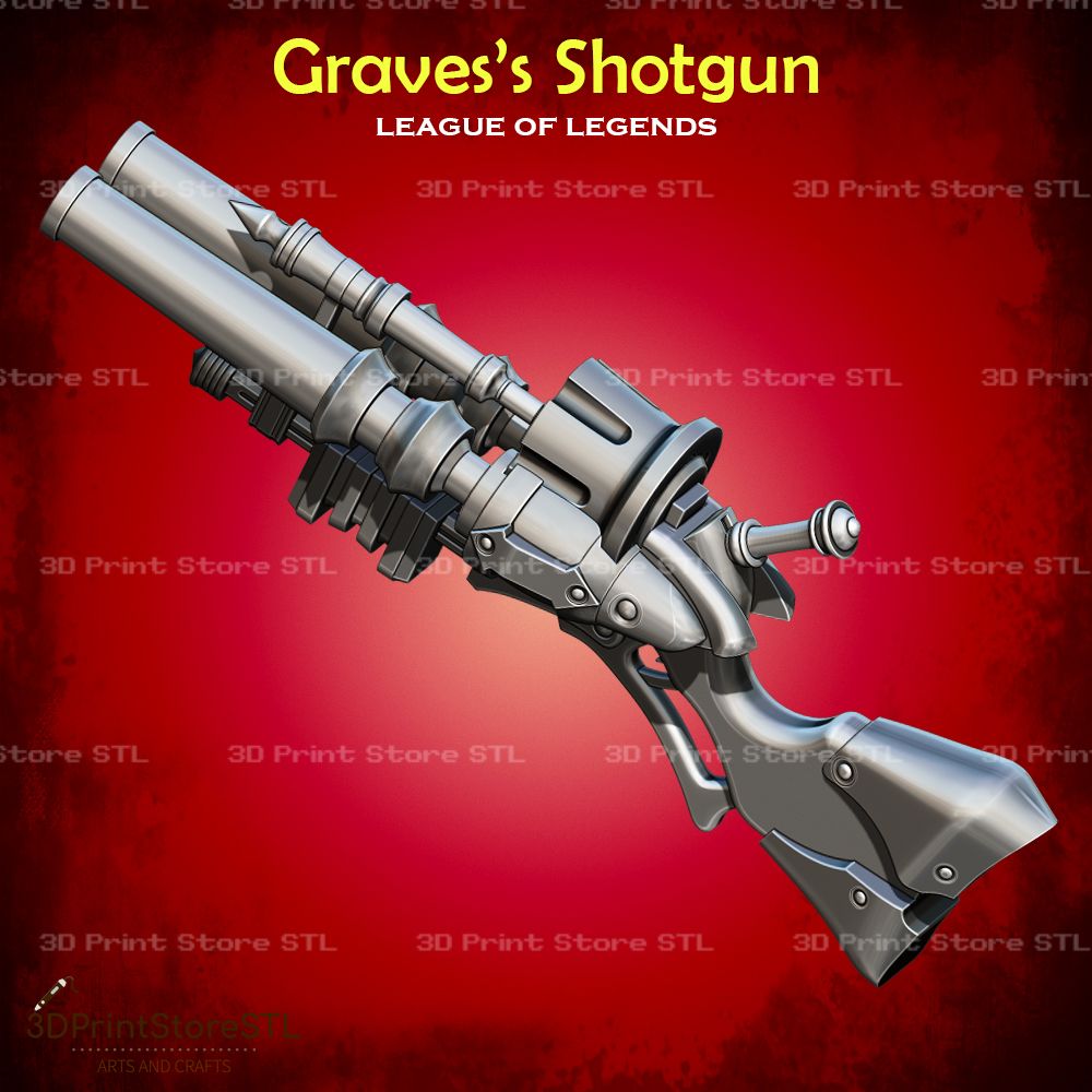 Graves Shotgun Cosplay League Of Legends STL File 3D Print Model 1
