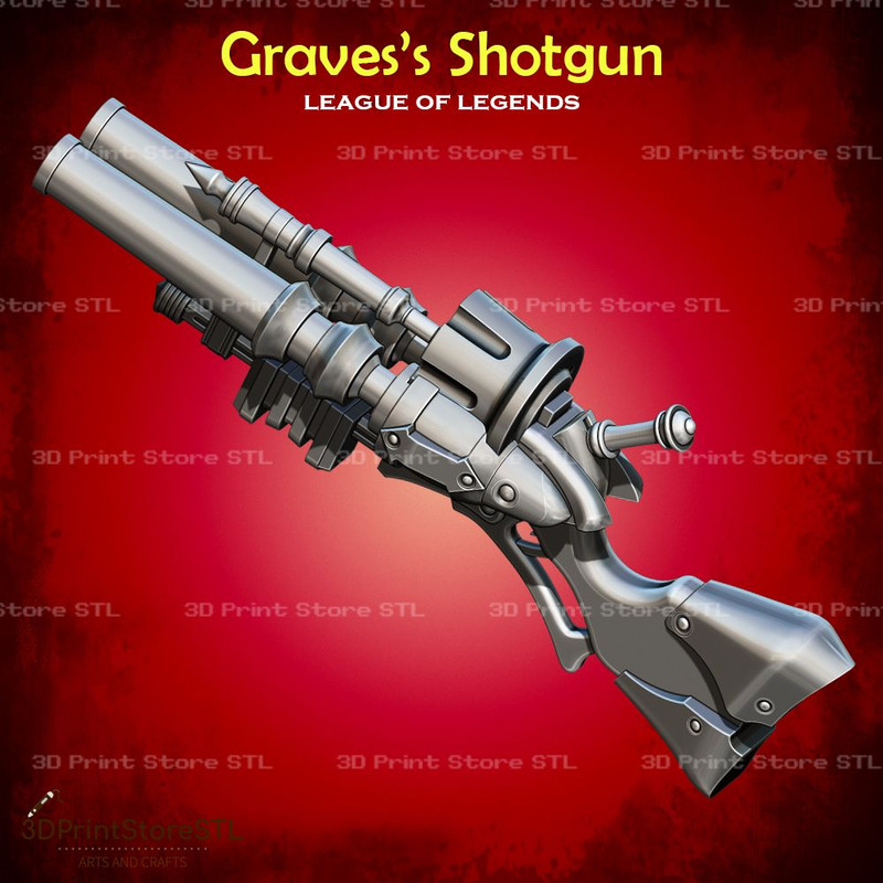 Graves Shotgun Cosplay League Of Legends STL File 3D Print Model 1
