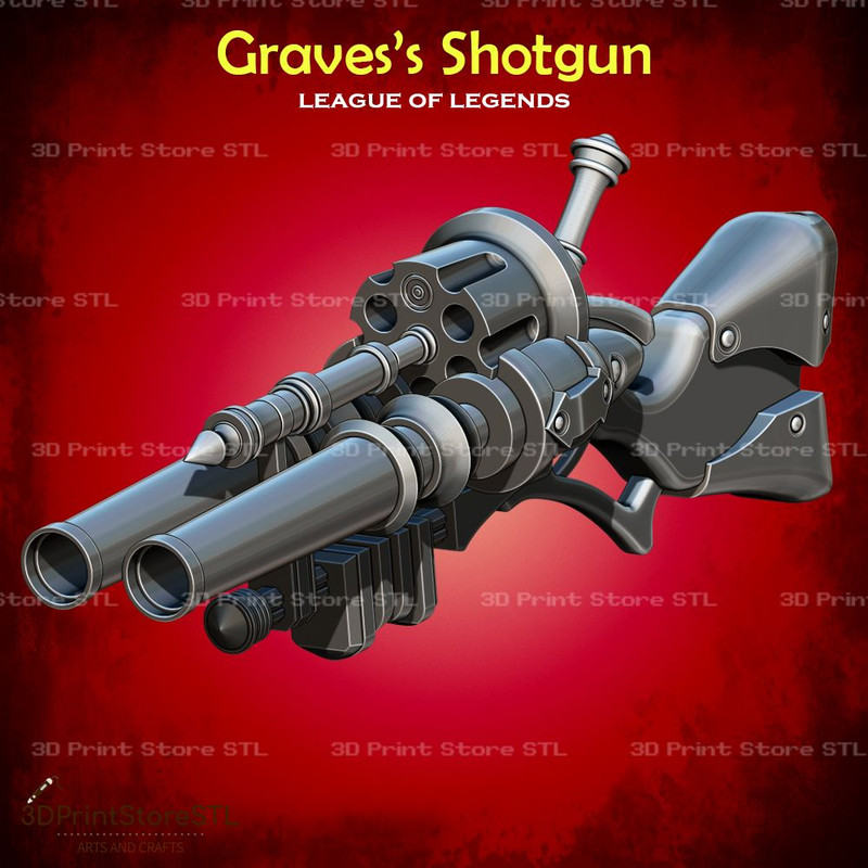 Graves Shotgun Cosplay League Of Legends STL File 3D Print Model 2