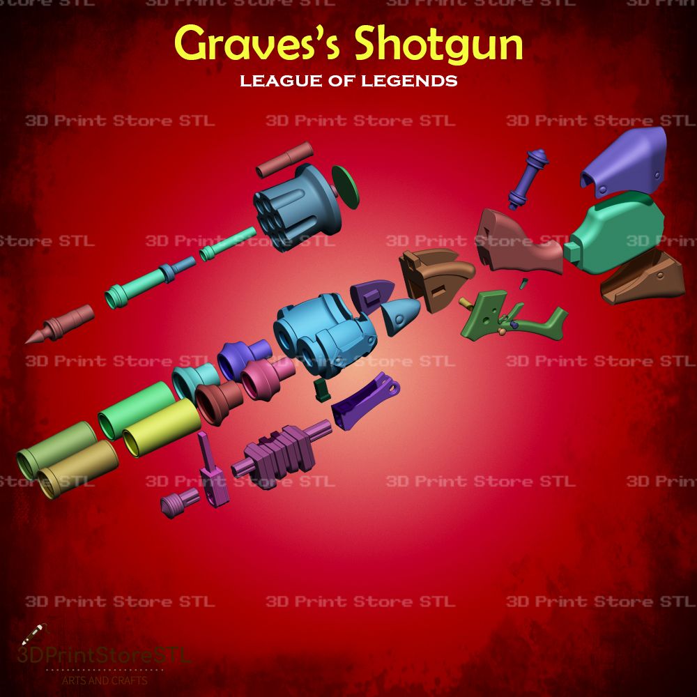 Graves Shotgun Cosplay League Of Legends STL File 3D Print Model 3