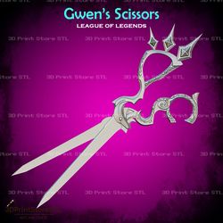 gwens scissors cosplay league of legends - stl file 3d print model