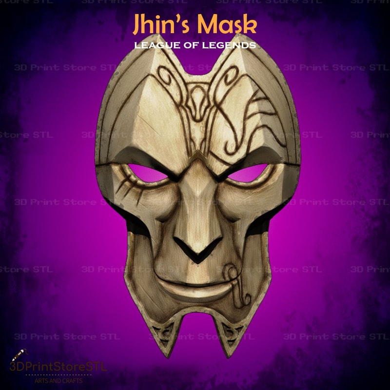 Jhin Mask Cosplay League Of Legends STL File 3D Print Model 0