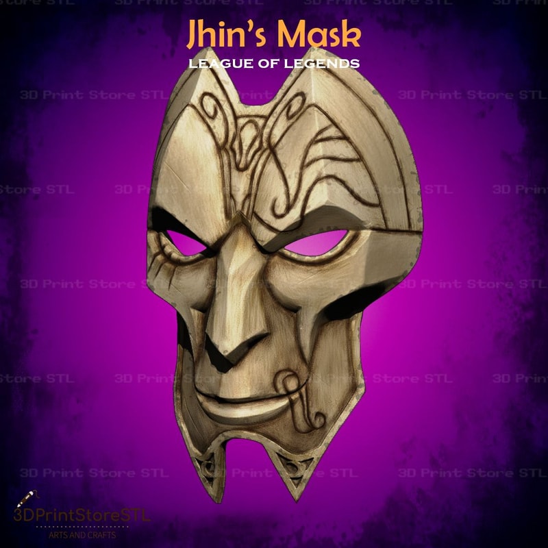 Jhin Mask Cosplay League Of Legends STL File 3D Print Model 1