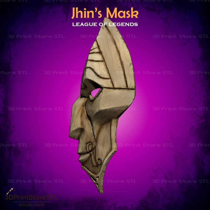 Jhin Mask Cosplay League Of Legends STL File 3D Print Model 2