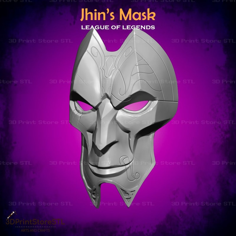 Jhin Mask Cosplay League Of Legends STL File 3D Print Model 4