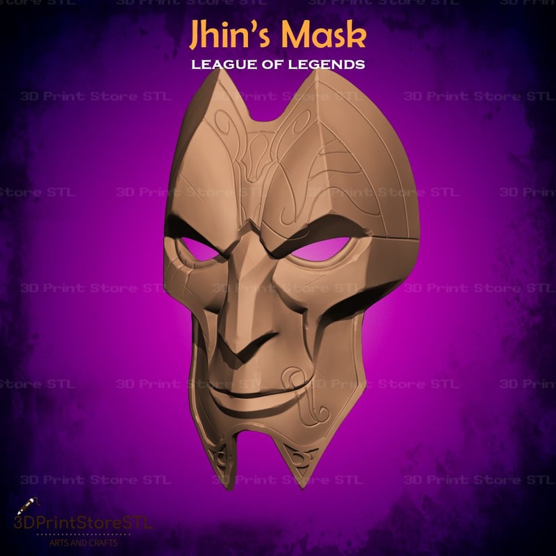 Jhin Mask Cosplay League Of Legends STL File 3D Print Model 5