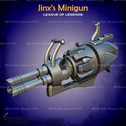 jinx minigun cosplay league of legends - stl file 3d print model