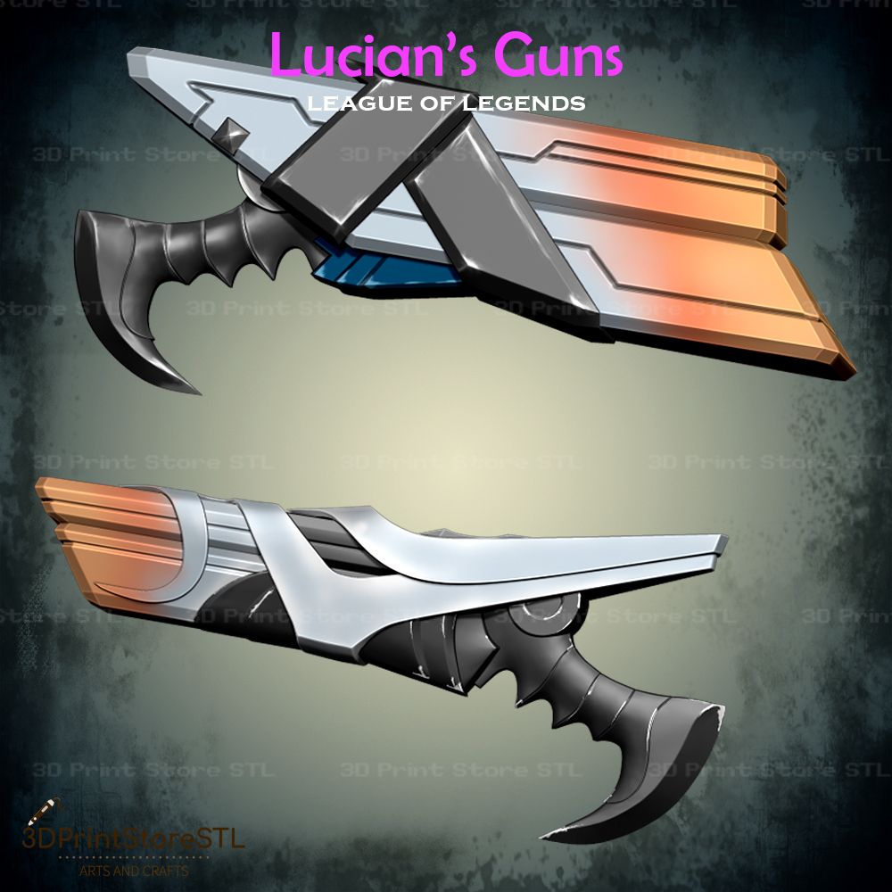 Lucians Guns Cosplay League Of Legends STL File 3D Print Model 0