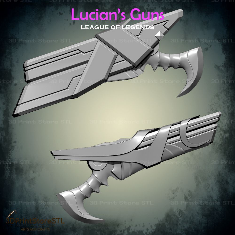 Lucians Guns Cosplay League Of Legends STL File 3D Print Model 1