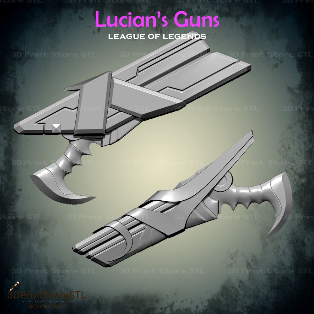 Lucians Guns Cosplay League Of Legends STL File 3D Print Model 2
