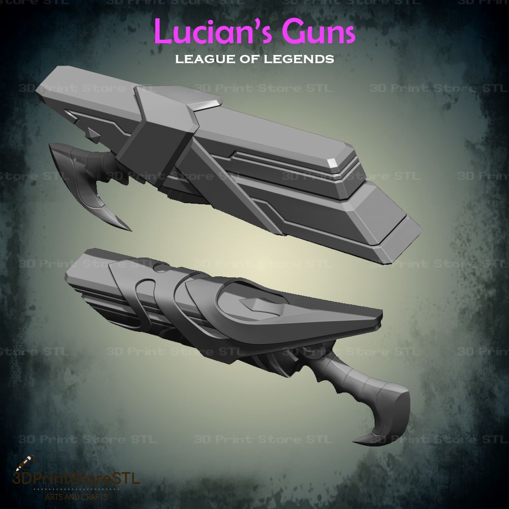 Lucians Guns Cosplay League Of Legends STL File 3D Print Model 3