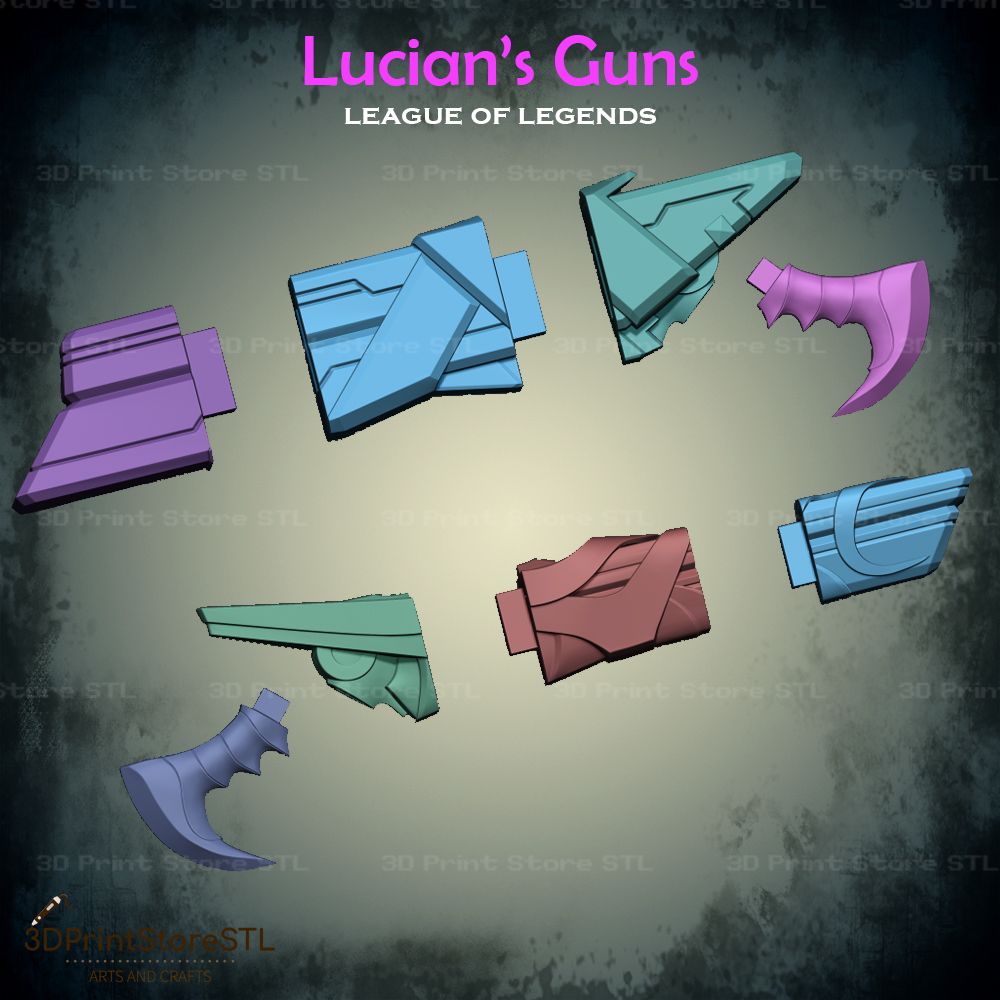 Lucians Guns Cosplay League Of Legends STL File 3D Print Model 4