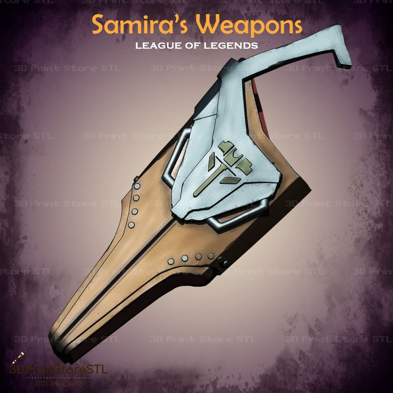 Samira Weapon Cosplay League Of Legends  STL File 3D Print Model 9