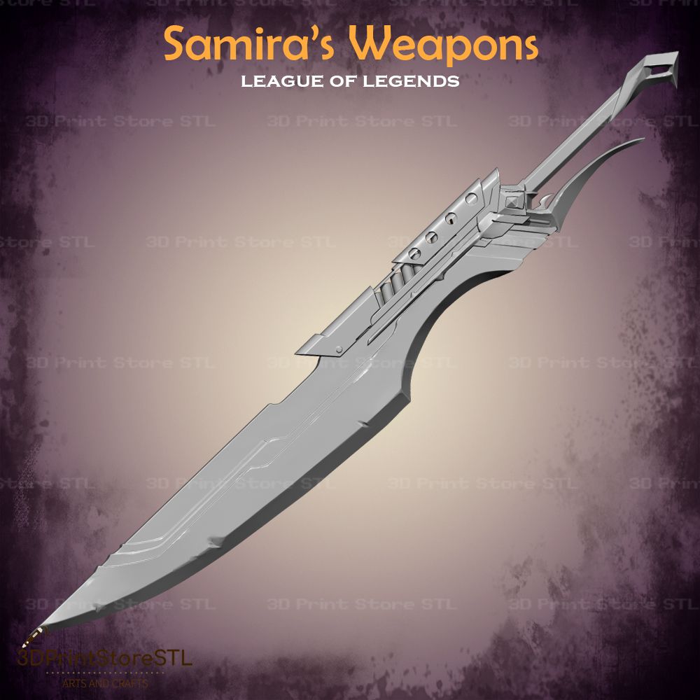 Samira Weapon Cosplay League Of Legends  STL File 3D Print Model 10