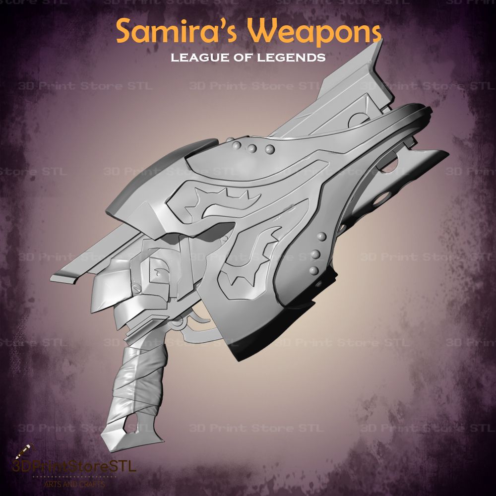 Samira Weapon Cosplay League Of Legends  STL File 3D Print Model 11