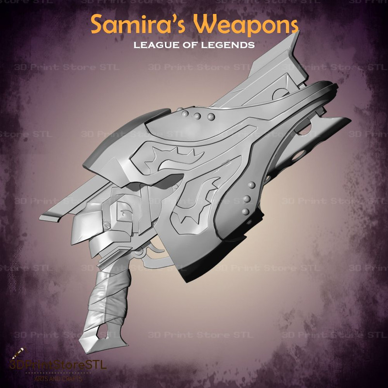 Samira Weapon Cosplay League Of Legends  STL File 3D Print Model 11